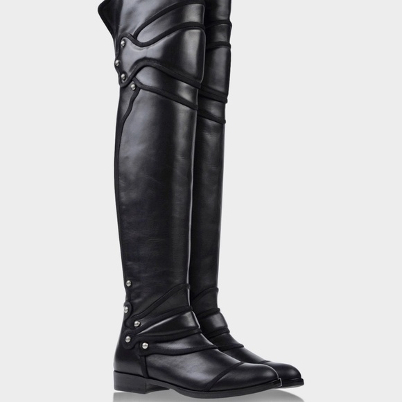 Dolce &Gabbana Knight Black Leather Boots IT 38.5 - Picture 2 of 9